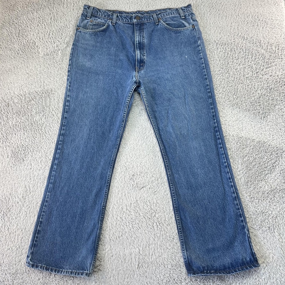 Levi's 517‎ Orange Tab Jeans Mens 40x29 Blue Straight Relaxed Fit Distressed